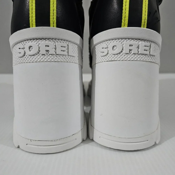 Sorel Brex Cozy Heel Boot Womens 10 Black Sea Salt White Lace Up Waterproof - Picture 9 of 15